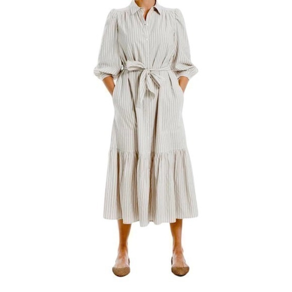 Max Studio Taupe Tri Stripe M NWT Maxi Dress